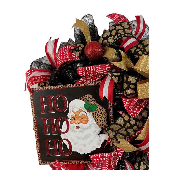 Elegant Santa Clause Christmas Wreath For Front Door - Picture 2 of 4